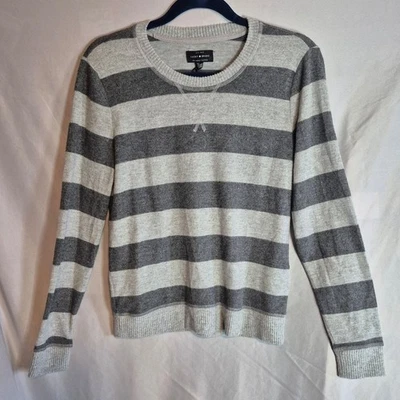 Suéter Pullover a Rayas para Mujer Lucky Brand Extra Pequeño Gris Manga Larga Foto 1 de 3