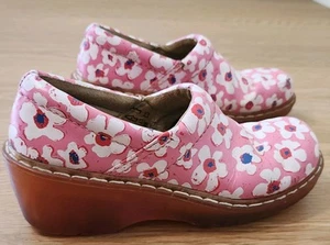 Dr. Martens Pink Floral Clogs Women's Size 7 Leather Slip On Comfort Shoes  - Picture 1 of 13