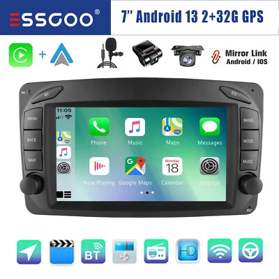 Für Mercedes CLK/Klasse C/E W209 W203 W210 Autoradio Carplay Android 13 +DVR KAM - Bild 1 von 4