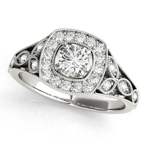 0,27 Karat Rundschliff Vintage Stil Halo Diamant Versprechen Ring - Bild 1 von 4