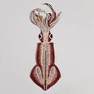 Squid Seafood Realistic Handmade Embroidered Patch - Picture 1 of 5