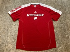 adidas Shirt Adult 2XL Red Climalite Wisconsin Badgers NCAA Team Issue Jersey SS