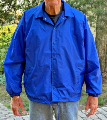 BRAND NEW VINTAGE MENS 2XL CARDINAL LIGHTWEIGHT WINDBREAKER SNAPS ROYAL BLUE - Image 1 of 4