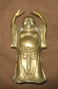Vintage Brass Standing Happy Buddha Figurine Statue 6" Tall - Picture 1 of 6