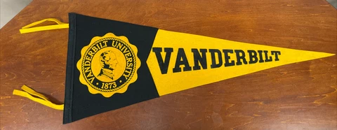 Vintage 1940’s VANDERBILT University FELT PENNANT Commodores Black Yellow Cover