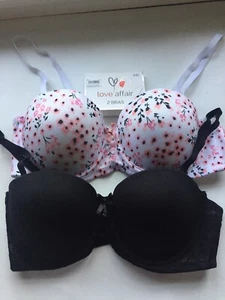 women’s Sexy bras 34C Black & Floral Convertible bras LOVE AFFAIR NWT lot of 2 - Picture 1 of 7
