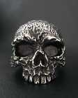 Totenkopf Ring Edelstahl Skull Sch&#228;del Tod Death Head Silber Rocker Biker RE021