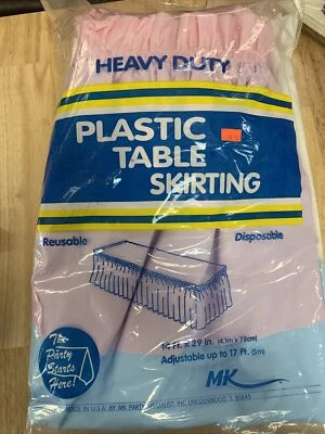 Zócalo de mesa de plástico rosa resistente 29” H x 14’ L, se ajusta a 17’ Foto 1 de 4