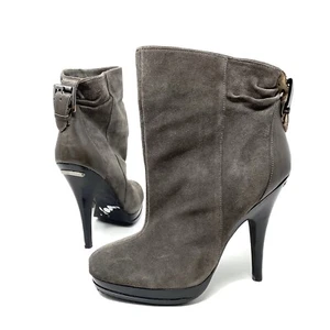Michael Kors Grey/Taupe Suede High Heel Stiletto Booties Ankle Boots Leather 8M - Picture 1 of 10