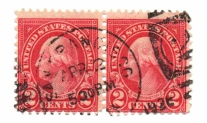 STAMPS US SCOTT 634 "Washington" 2 CENT 1925 USED HORIZONTAL PAIR (a3) - Picture 1 of 2