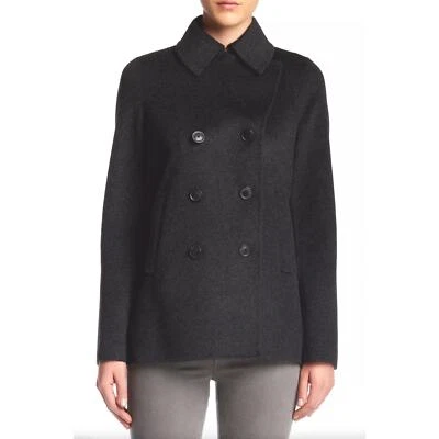VINCE Double Breasted Wool Blend Peacoat Black Sz M MSRP $625 - Image 1 of 4