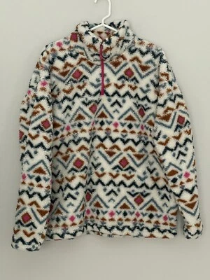 Pullover para mujer Eddie Bauer XXL Quest Sherpa polar 1/4 cremallera estampado geométrico Foto 1 de 4