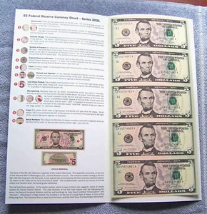 2021 Series 5 $ Federal Reserve Notes Uncut #3 - Bild 1 von 4