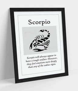 SCORPIO STAR SIGN ZODIAC ASTOLOGY QUOTE SLOGAN -FRAMED WALL ART PICTURE PRINT - Picture 1 of 10