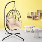 Hanging Patio Wicker Egg Chair With Stand In/outdoor Swing Hammock Basket Chair