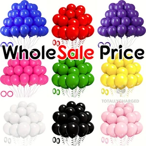 Globos de látex lisos de 5" 10" 12" pulgadas VENTA AL POR MAYOR fiesta de cumpleaños 100 boda Reino Unido - Imagen 1 de 14