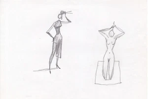 AVRIL STUDIO DEUX FEMMES  CRAYONNÉS ORIGINAUX 2000 - Picture 1 of 1