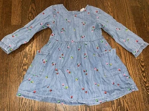 Girls Hanna Andersson Denim Long Sleeve Lady Bug Dress Size 110 5 Years EUC - Picture 1 of 5
