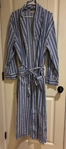 Alexander Del Rossa Mens Robe Blue and White Striped Lightweight LT Large Tall - Imagen 1 de 5