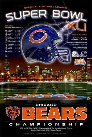 Chicago Bears SUPER SEASON (2006 NFC Champs) Super Bowl XLI 24x36 Wall POSTER Cover