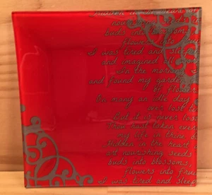 GARDENERS POEM “Red” Gorgeous Little Glass Dish Decorative Trinket Plate Tray - Picture 1 of 24