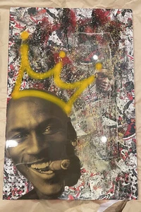 “Air Jordan” Kyle Schindler Fine Art Mixed Painting 1 Of 1 L Michael Jordan - Picture 1 of 3
