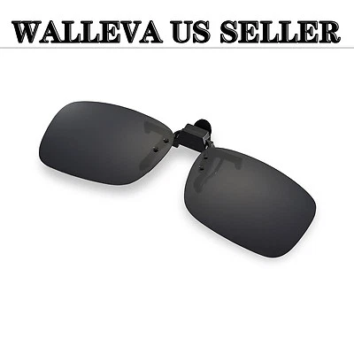 Walleva Polarized Black Clip-on Flip-up Sunglasses for Prescription Glasses - Image 1 of 4