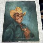 Vintage Cowboy Cigarette Portrait Painting 