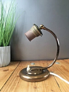 ART DECO ARTICULATED EUROPEAN BRONZE TONE PUSH SWITCH BEDSIDE TABLE / DESK LAMP - Picture 1 of 12