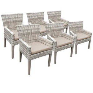 TK Classics Fairmont Patio Dining Arm Chair in Wheat (Set of 6) - Picture 1 of 1