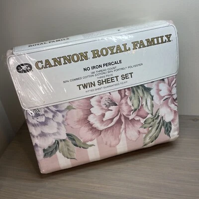 Juego de sábanas de colección Cannon Royal Family Twin de 3 piezas percal Grand Peony 50/50 EE. UU. Foto 1 de 4