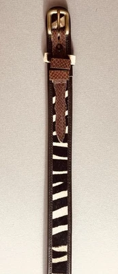 WILLIS & GEIGER OUTFITTERS Safari 斑马小腿毛皮带 36 英寸 适合 31-32 — 第 1/4 张图片