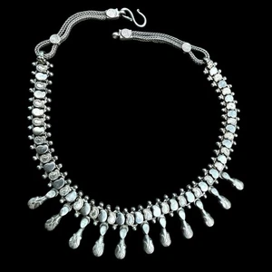 16 Zoll Vintage Indien Rajasthan Stamm Sterling Paisley Halsband Halskette 52 g - Bild 1 von 9