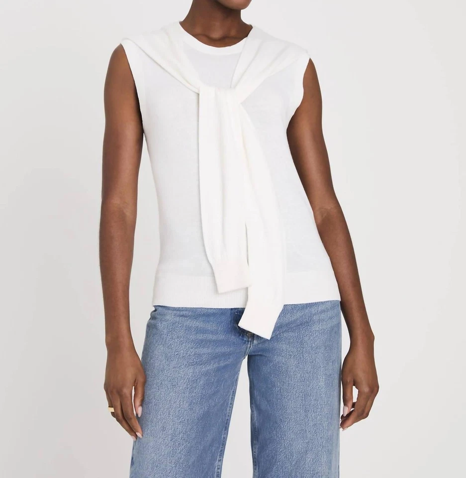 French Connection Cashmere Blend Shoulder Vest Porcelain Cream - Image 1 of 1
