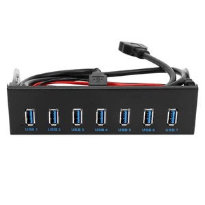 7-Port-USB-3.0-Hub 5Gbs 5,25--CD-ROM-Laufwerkschacht CD-ROM Frontplatte5223 - Afbeelding 1 van 8