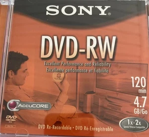 SET OF 5 BOX SONY DVD-RW 120MIN 4.7GB REWRINTABL DVD DISC W JEWEL CASE BRAND NEW - Picture 1 of 2