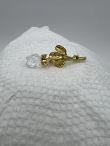 Swarovski Kristall Memories Rose Knospe geschliffen Blume Stiel Brosche Anstecknadel ohne Box - Bild 1 von 6