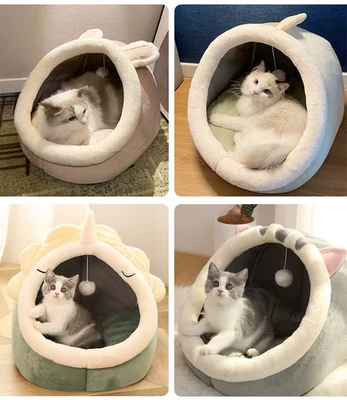 Deep Sleep Cat Bed Cartoon Pet Bed Foldable Removable Washable Pet Sleeping Bed