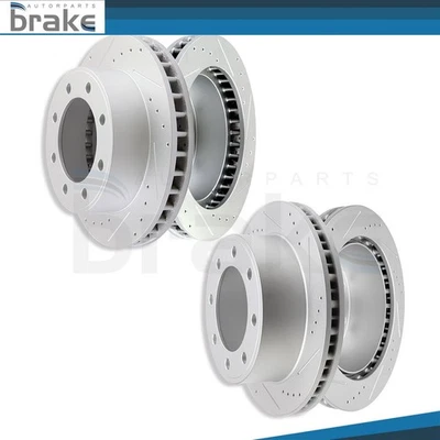Front Rear Brake Rotors Drill Slot 8 Lug For Ford F-350 Super Duty 1999-2004 - Imagem 1 de 4