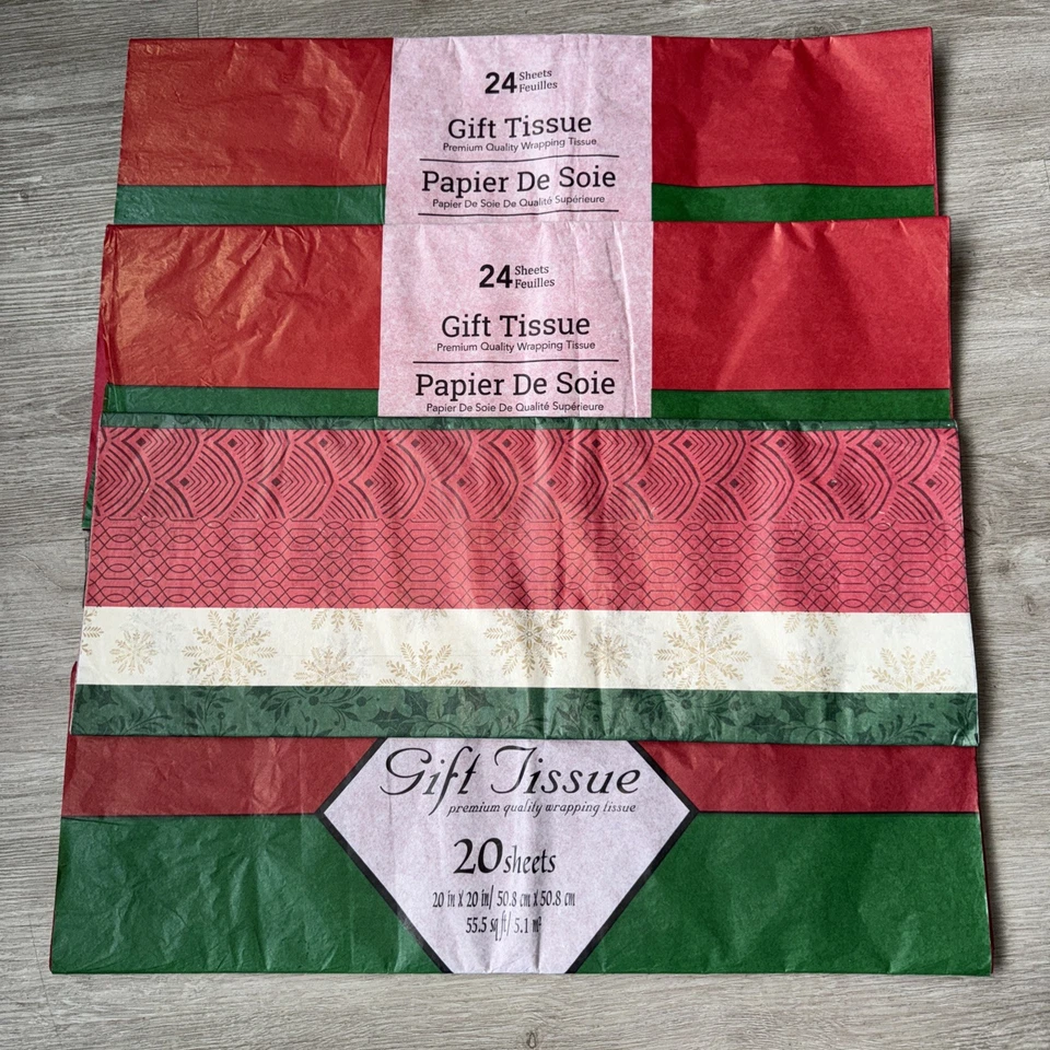 Christmas Gift Tissue Paper Bundle – Red, Green & Gold Designs  - Image 1 of 1