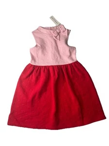 Janie & Jack Red Pink Quilted Colorblock Heart Dress Size 6 - Picture 1 of 7