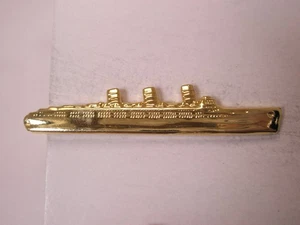Three Stack Ocean Liner Steam Cruise Ship MODERN Tie Bar Clip - Picture 1 of 5