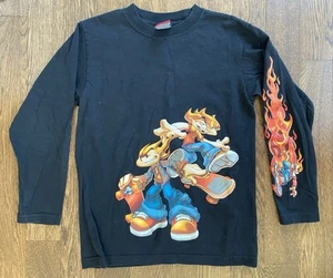 Vintage 90s 00s Flamehead Boys Youth Medium Long Sleeve T-Shirt Y2K Jnco Skater - Picture 1 of 7