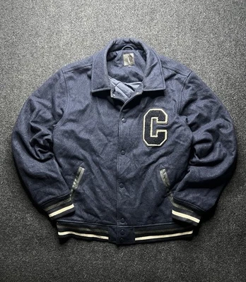 Vtg Rare Carhartt 90s Jacket Men Size L Blue Wool Blend Varsity Tracker Bomber - Image 1 of 4