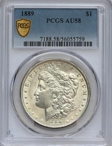 1889 Morgan Silver Dollar $1 PCGS AU58 – Philadelphia Mint – Very Nice Lustrous - Picture 1 of 4