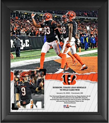 Joe Burrow Cincinnati Bengals Framed 15x17 2022 Wildcard Win Collage Cover