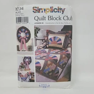 Simplicity 9234 Quilt Block Club Grandmother's Fan Bow Tie Blocks Lesson 2 UNCUT - Picture 1 of 5