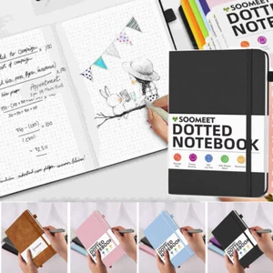 A6 PU Leder Kugel gepunktetes Journal - gepunktetes Raster Notizbuch Hardcover mit Stiftschlaufe - Bild 1 von 47