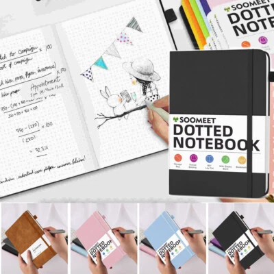 A6 PU Leather Bullet Dotted Journal - Dotted Grid Notebook Hardcover w/Pen Loop - Image 1 of 4