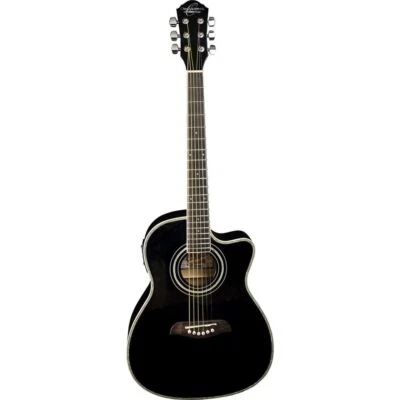 Oscar Schmidt OG1CEB 3/4 Size Dreadnought Acoustic Electric Guitar, Black - Image 1 of 2